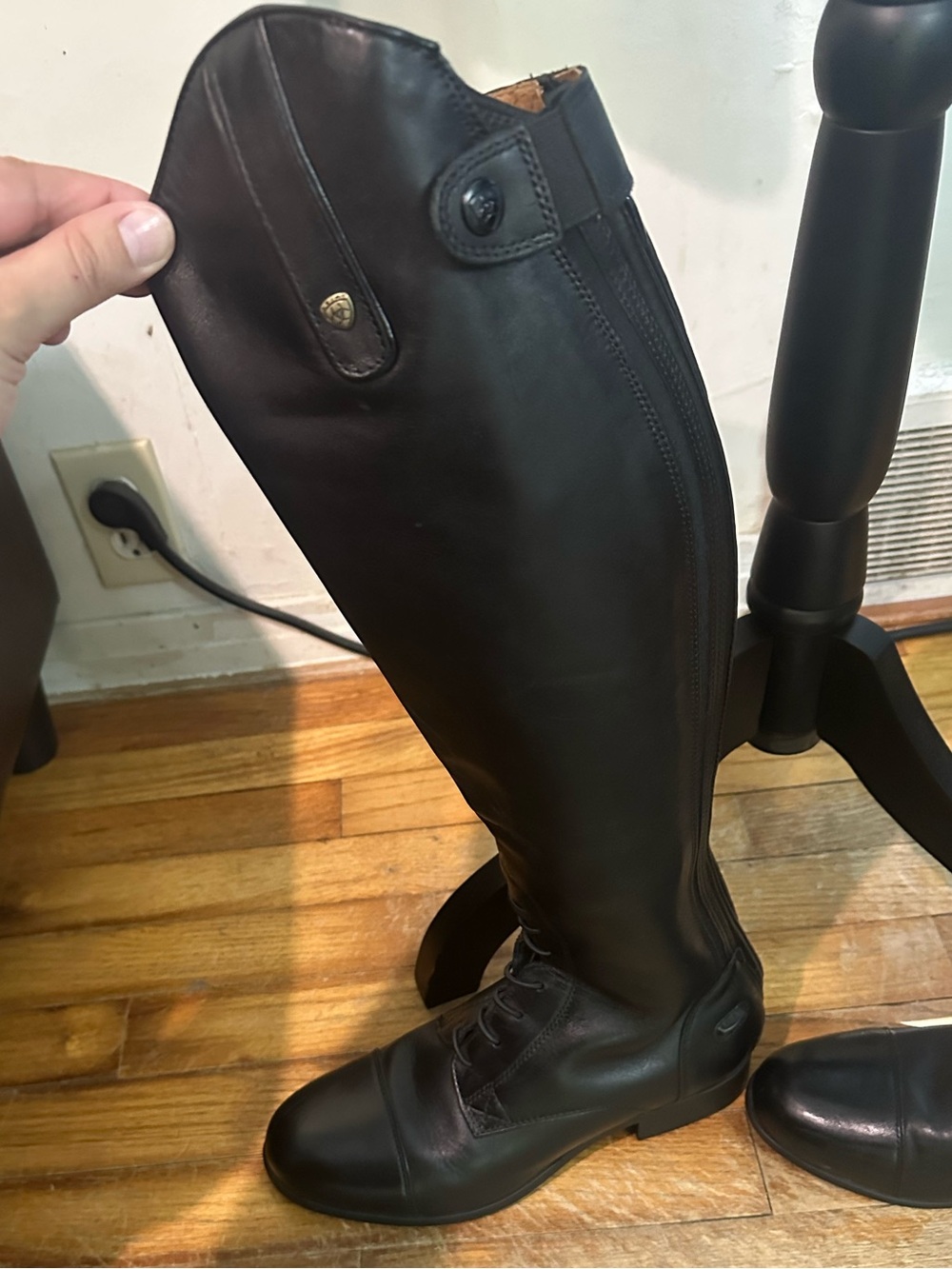 Black leather Ariat knee high boots